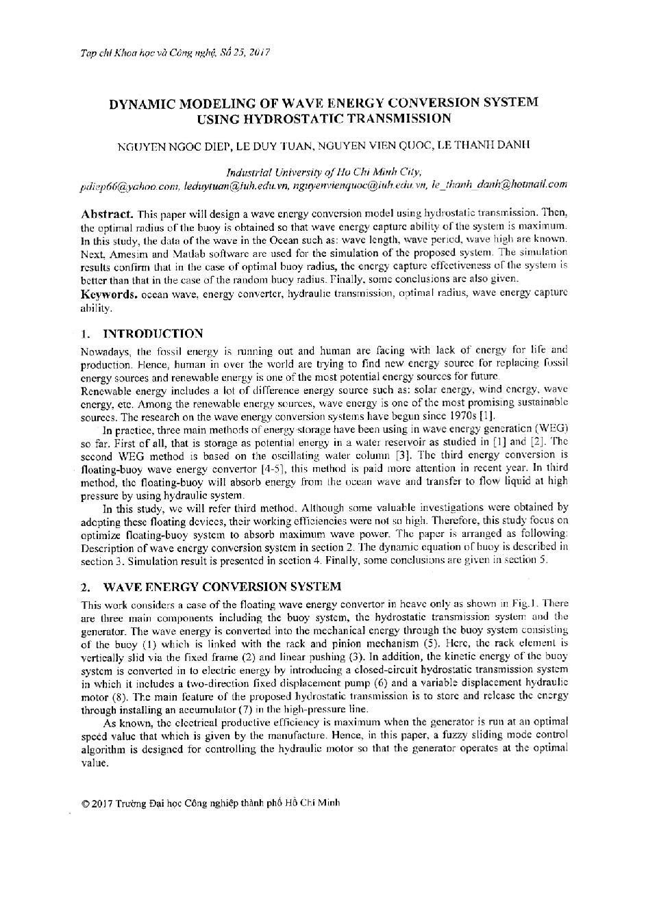 Dynamic modeling of wave energy conversion system using hydrostatic transmission