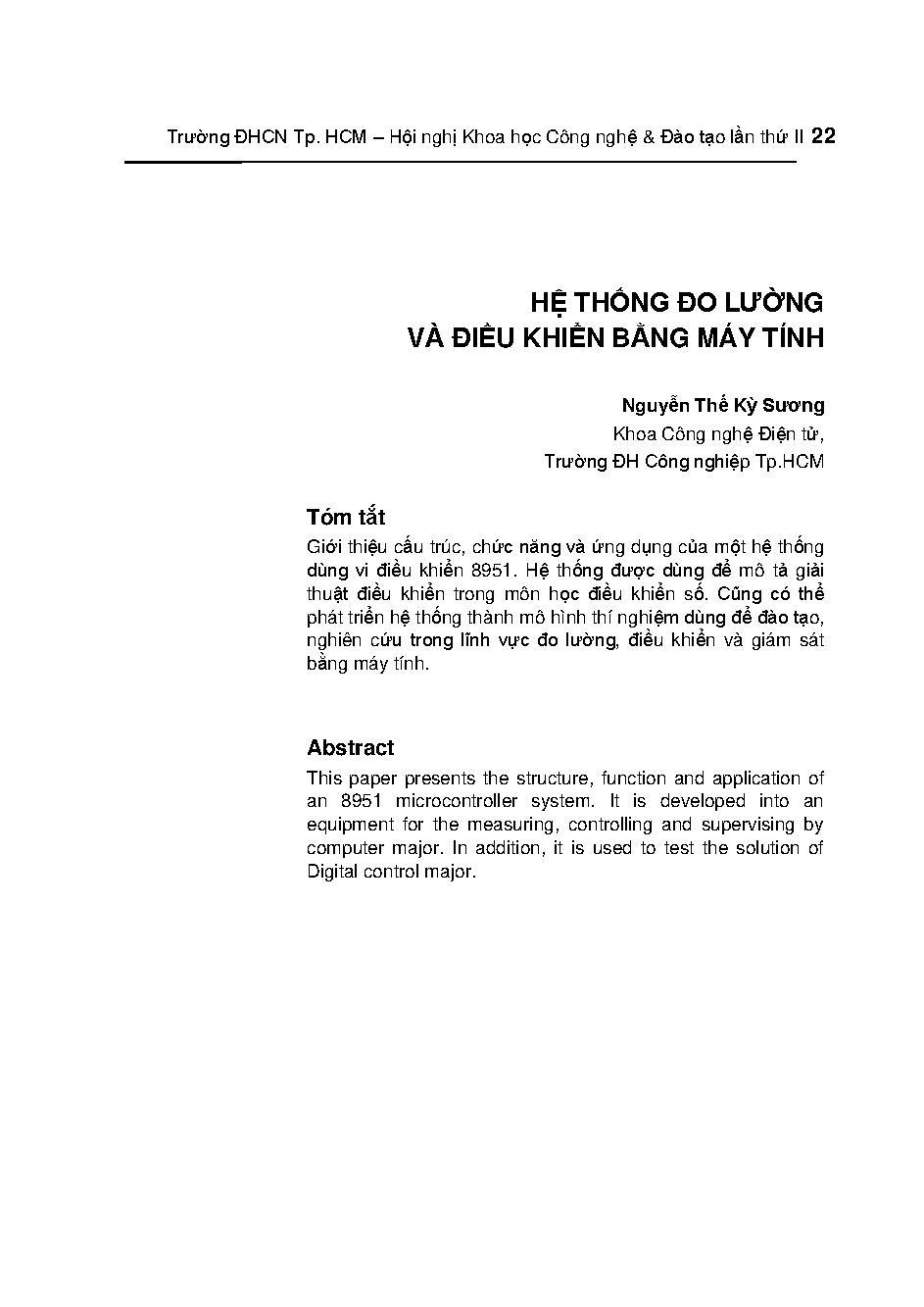 Hệ thống đo lường và điều khiển bằng máy tính