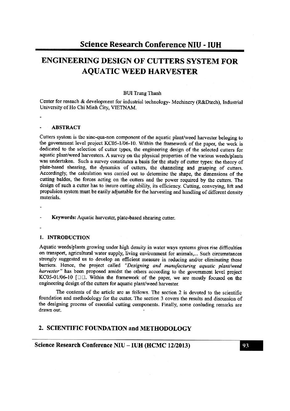 Engineering design of cutters system for aquatic weed harvester