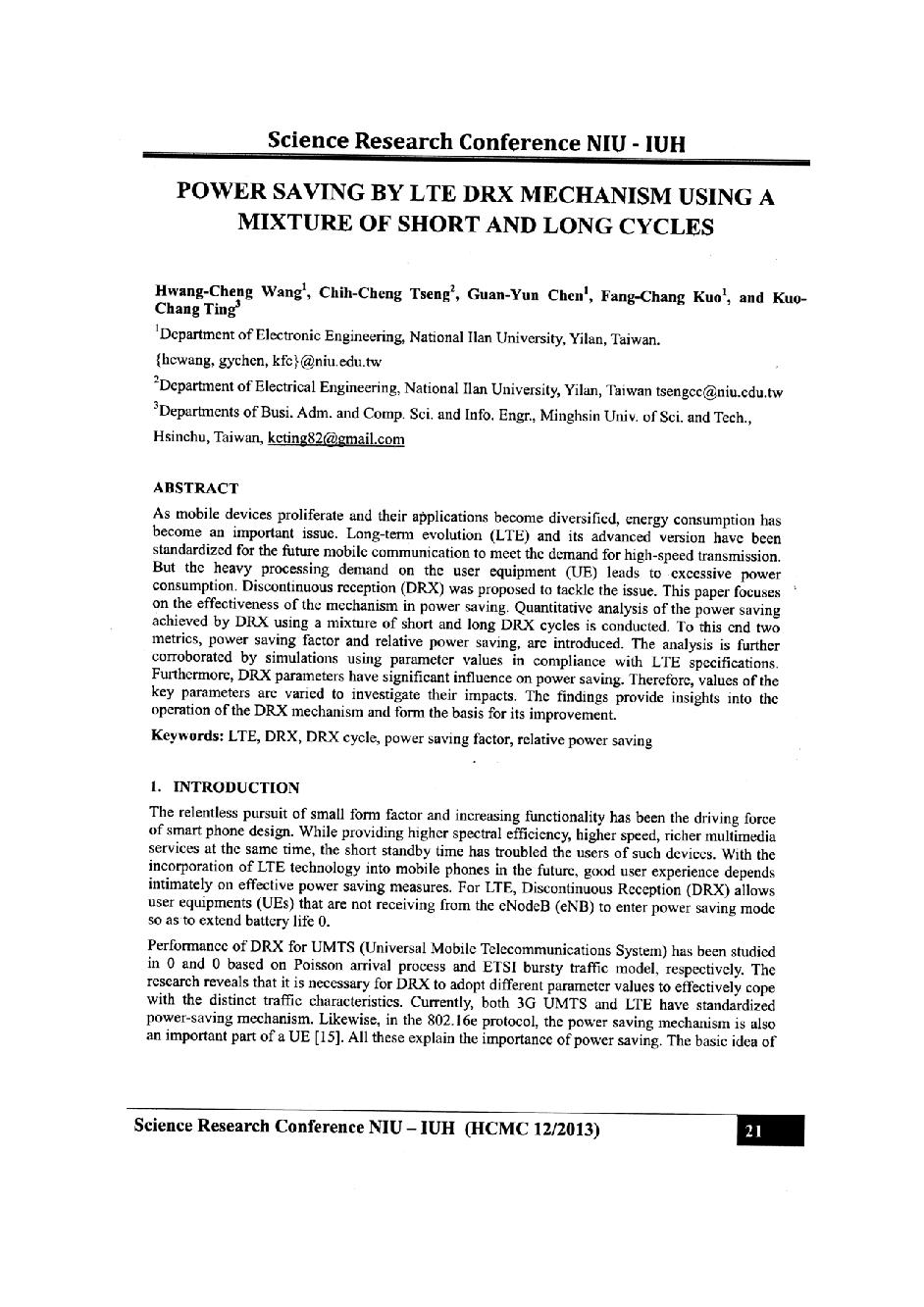 Power saving by LTE DRX mechanism using a mixture of short and long cycles