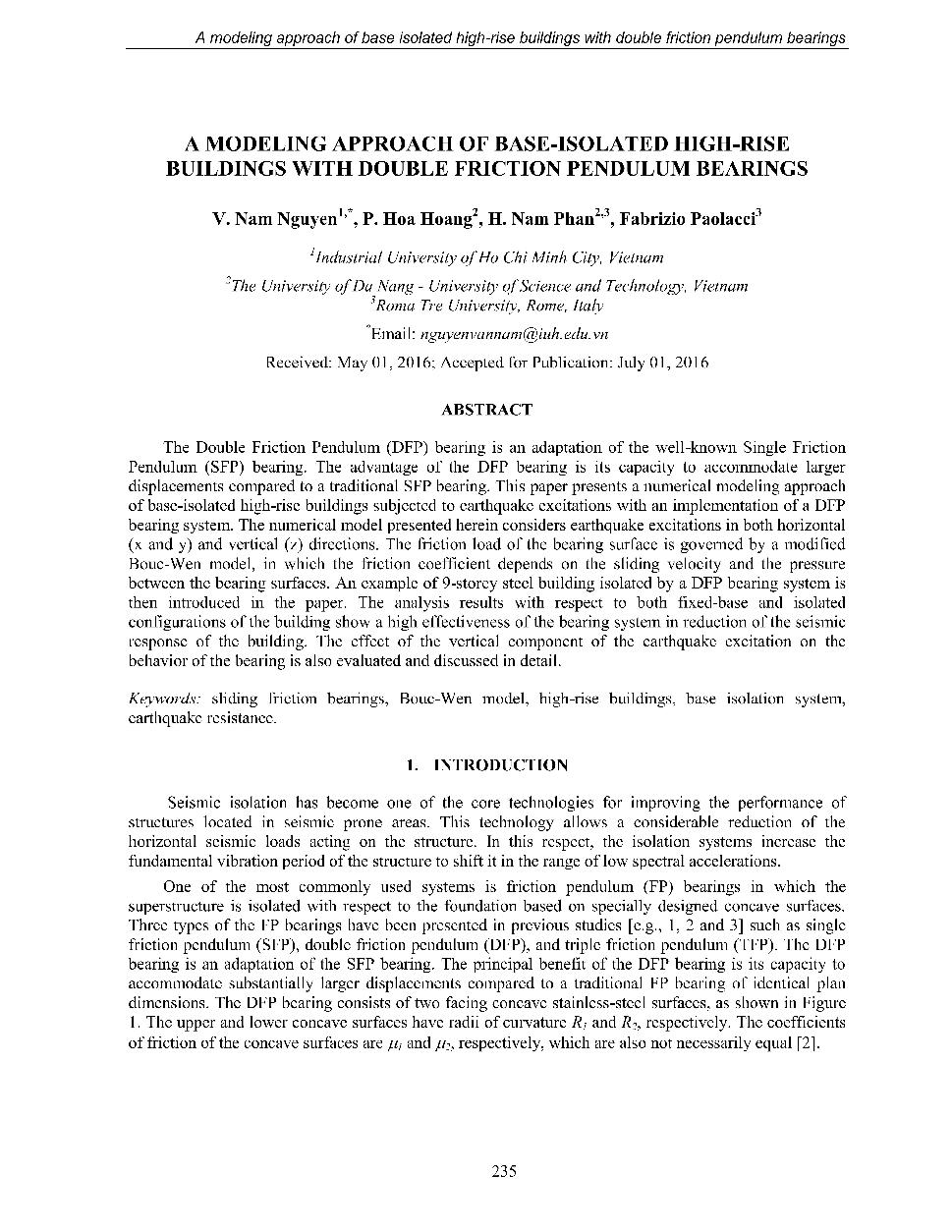 A modeling approach of base-isolated high-rise buildings with dounble friction pendulum bearings