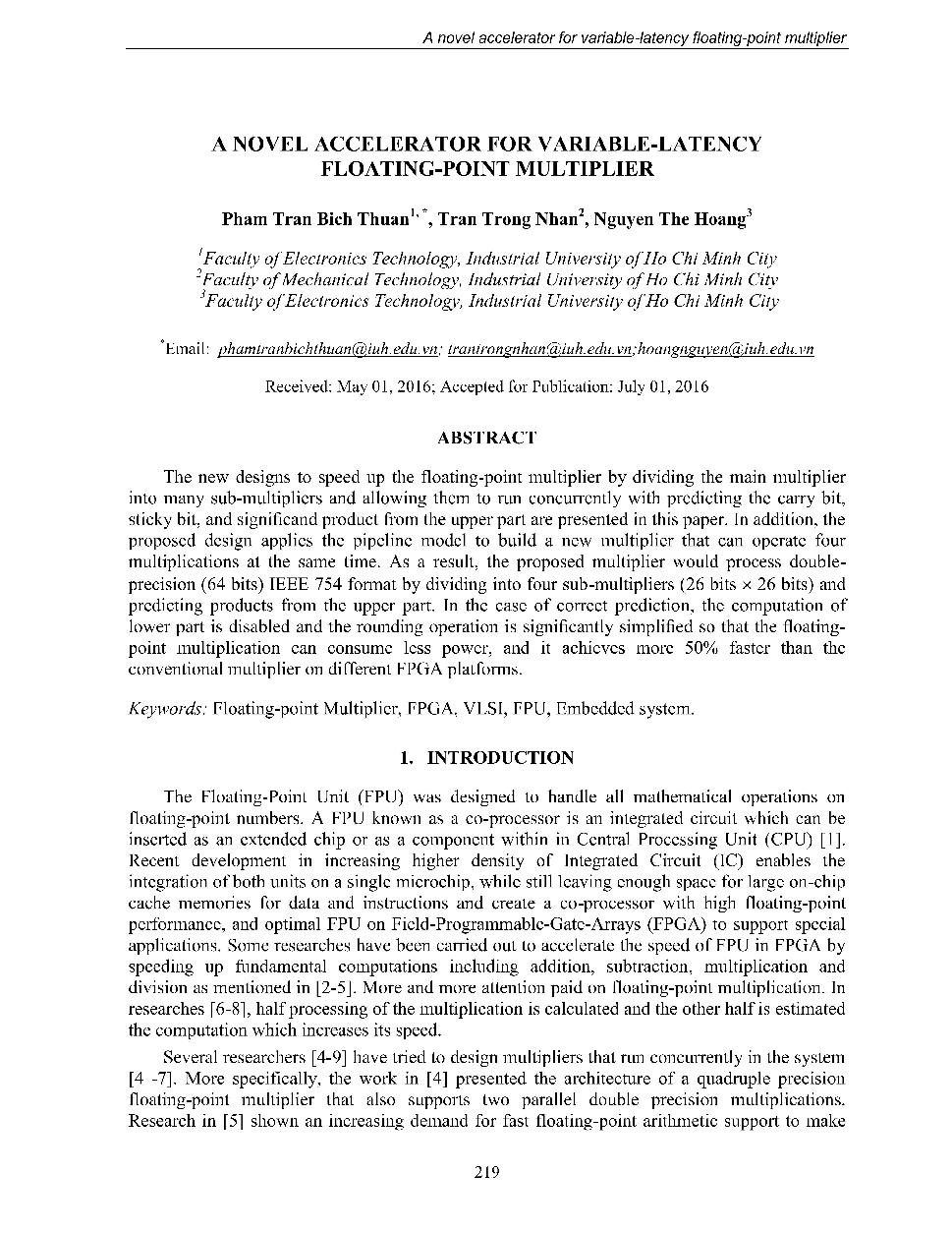 A novel accelerator for variable-latency floating-point multiplier