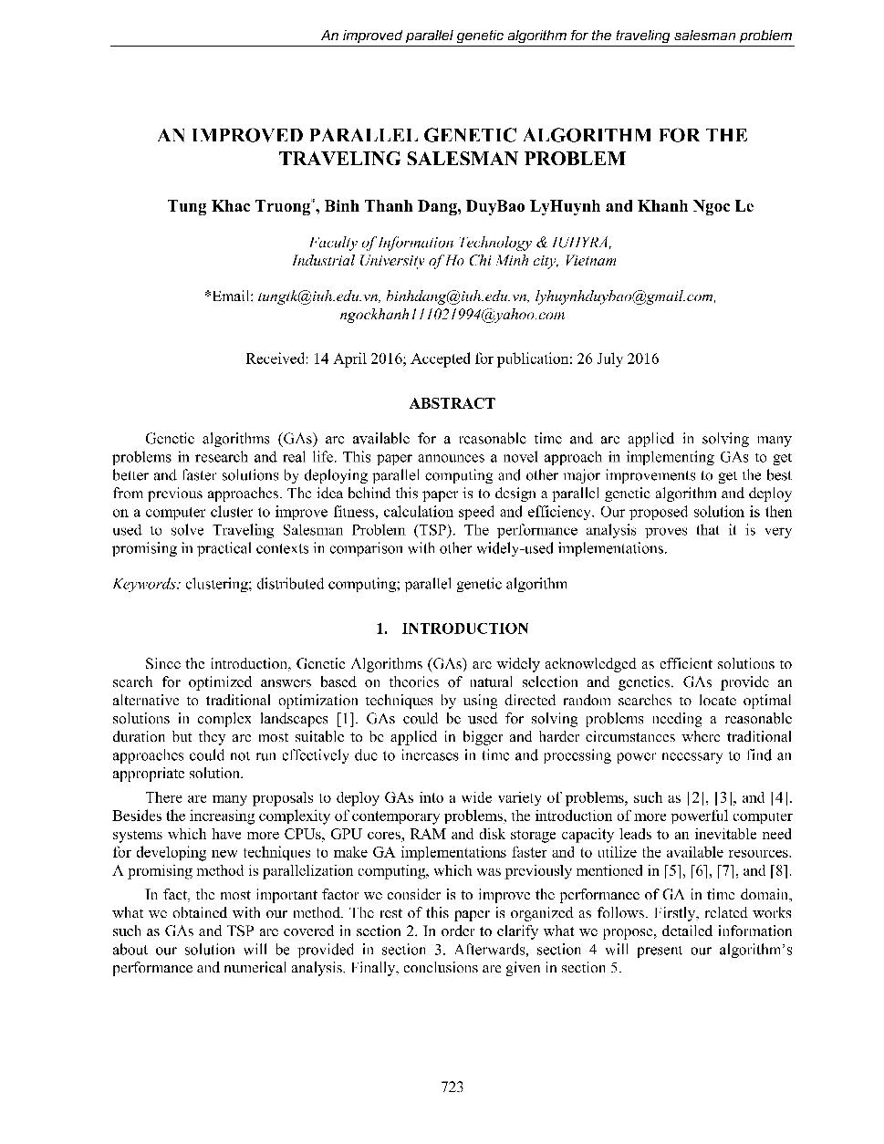 An improved parallel genetic algorithm for the traveling salesman problem