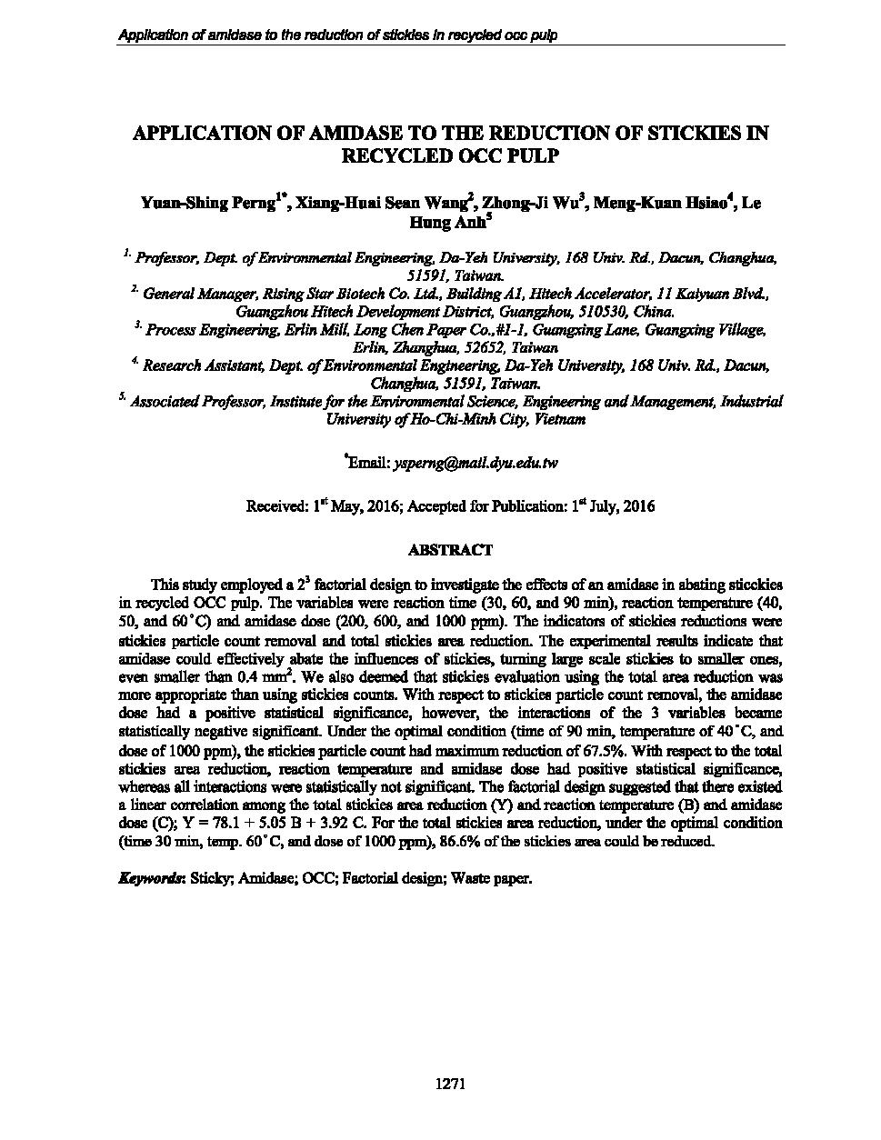 Application of amidase to the reduction of stickies in recycled OCC pulp