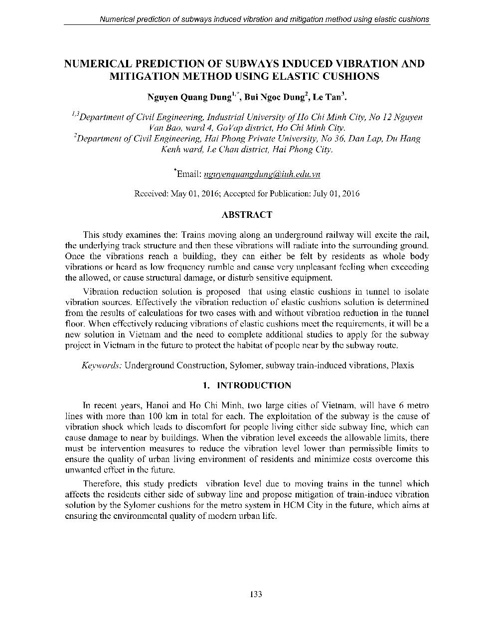 Numerical prediction of subways induced vibration and mitigation method using elastic cushions