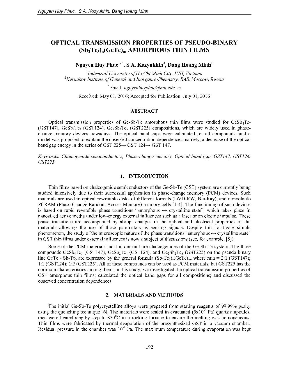 Optical transmission properties of pseudo-binary amorphous thin films