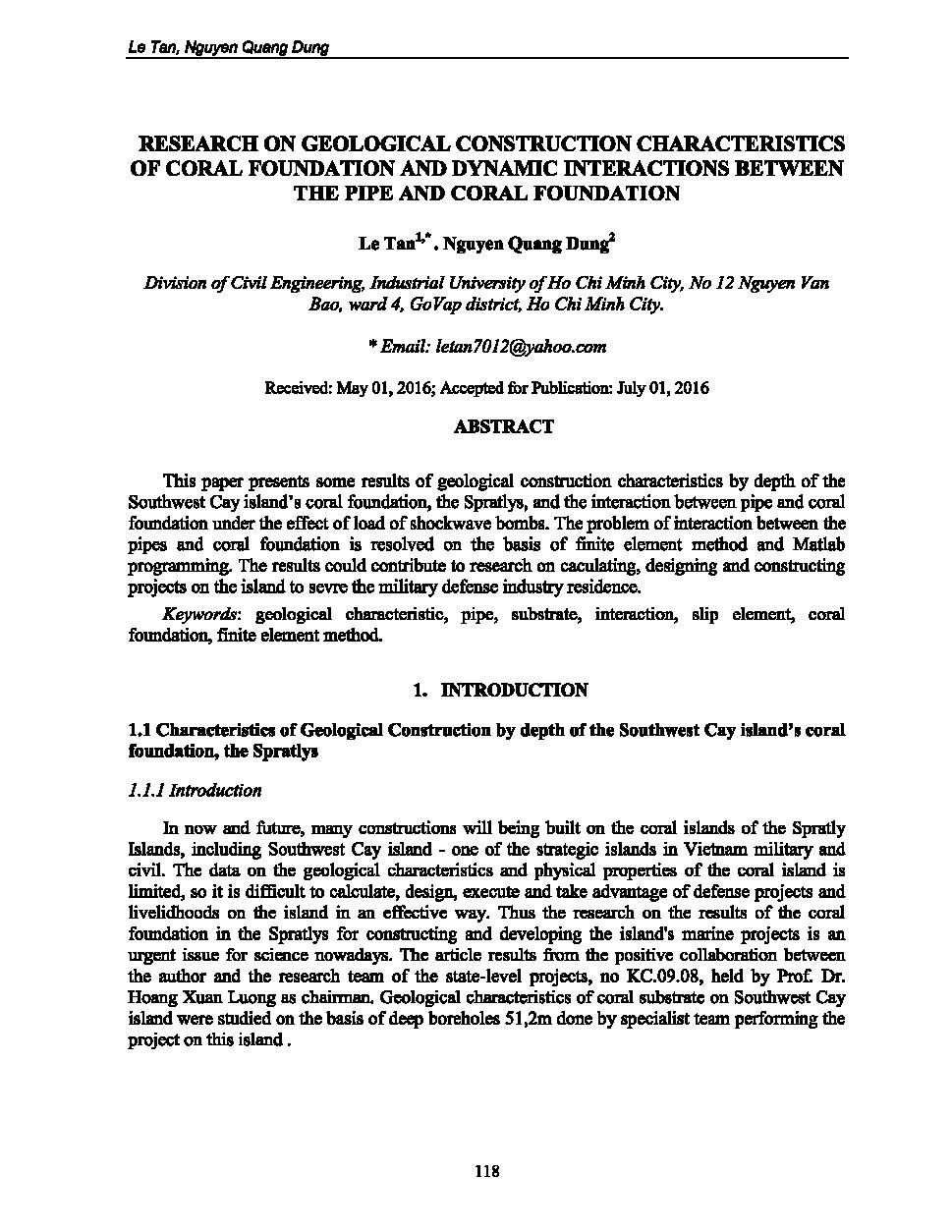 Research on geological construction characteristics of coral foundations between the pipe and coral foundation