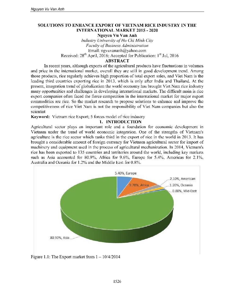 Solutions to enhance export of Vietnam rice industry in the international market 2015-2020