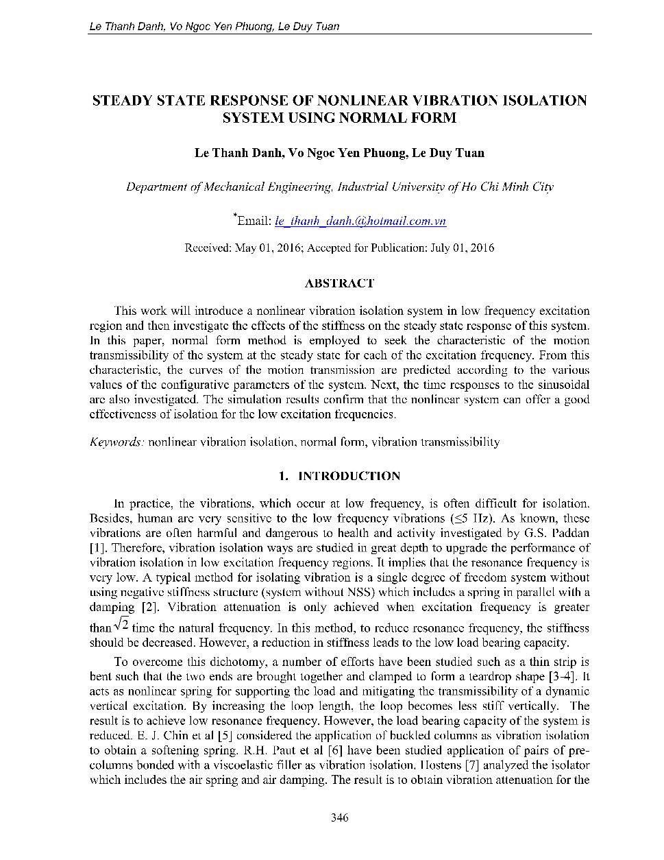 Steady state response of nonlinear vibration isolation system using normal form