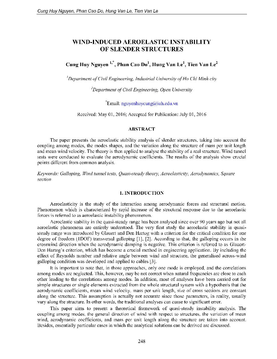 Wind-induced aeroelastic instability of slender structures