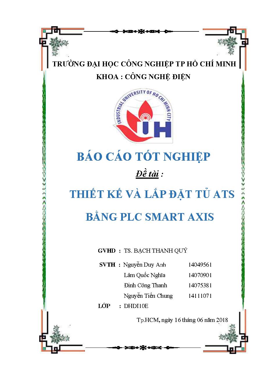 Thiết kế lắp đặt tủ ATS bằng PLC Smart Axis :Đồ án tốt nghiệp Khoa Công nghệ Điện