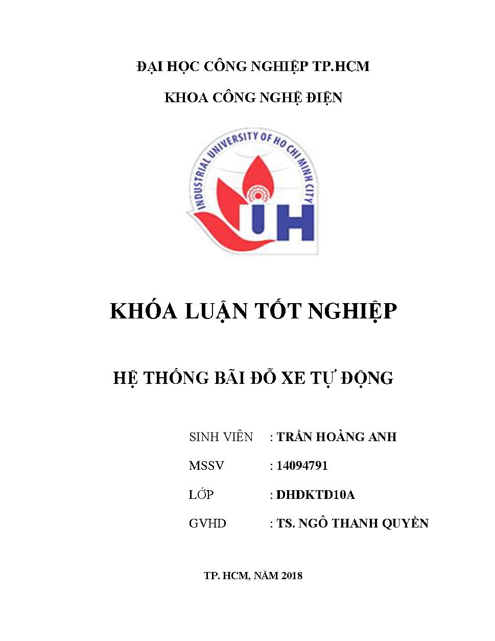 Hệ thống bãi đỗ xe tự động :Đồ án tốt nghiệp khoa Công nghệ Điện