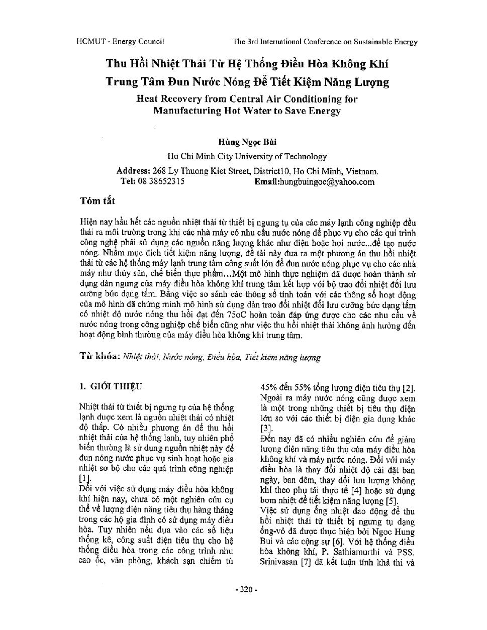 Thu hồi nhiệt thải từ hệ thống điều hòa không khí trung tâm đun nước nóng để tiết kiệm năng lượng