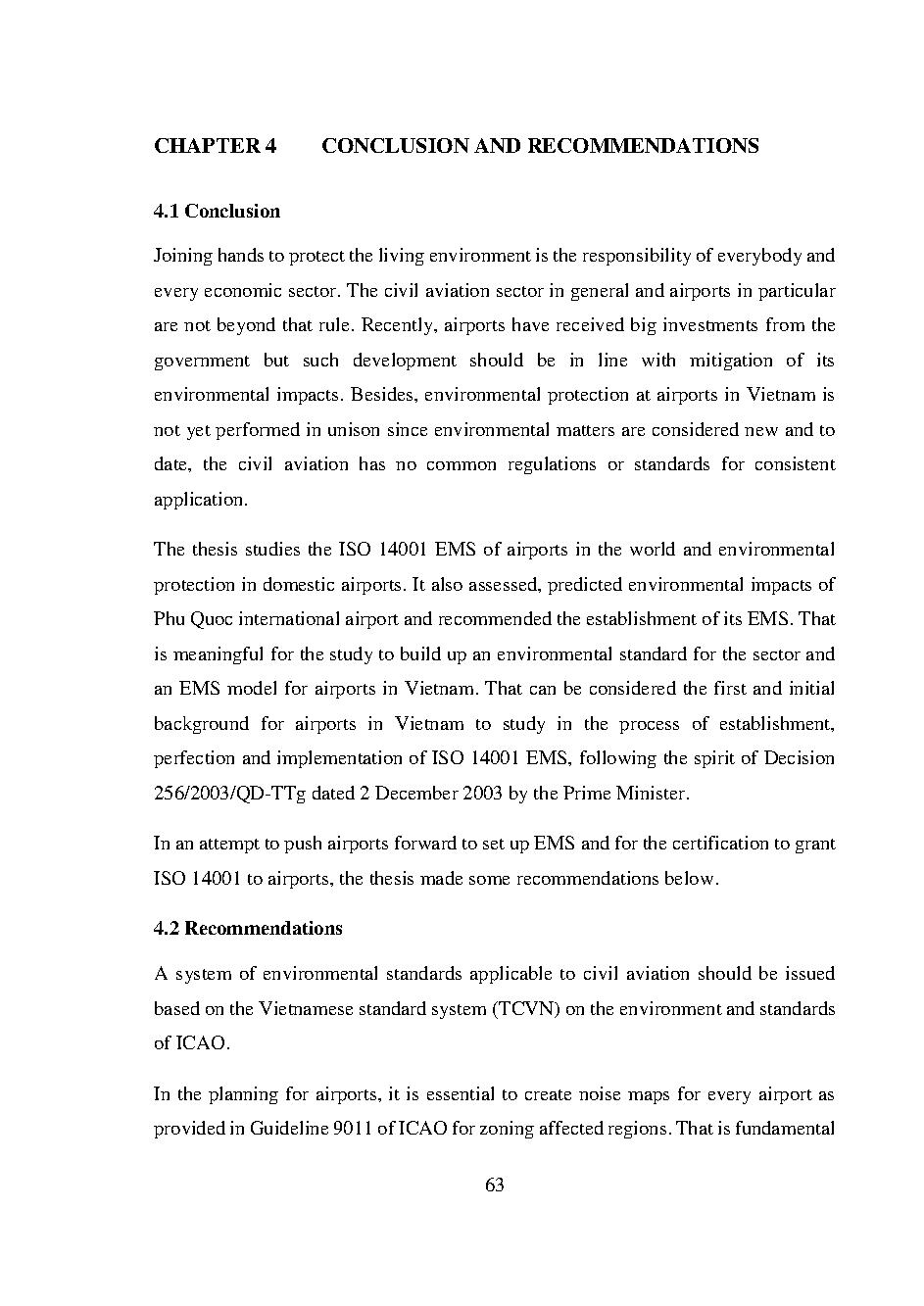 Studying and proposing for developing environmental management system based in ISO 14001 in Phu Quoc International Airport :Master's thesis - Major : Sciences and management of the environment