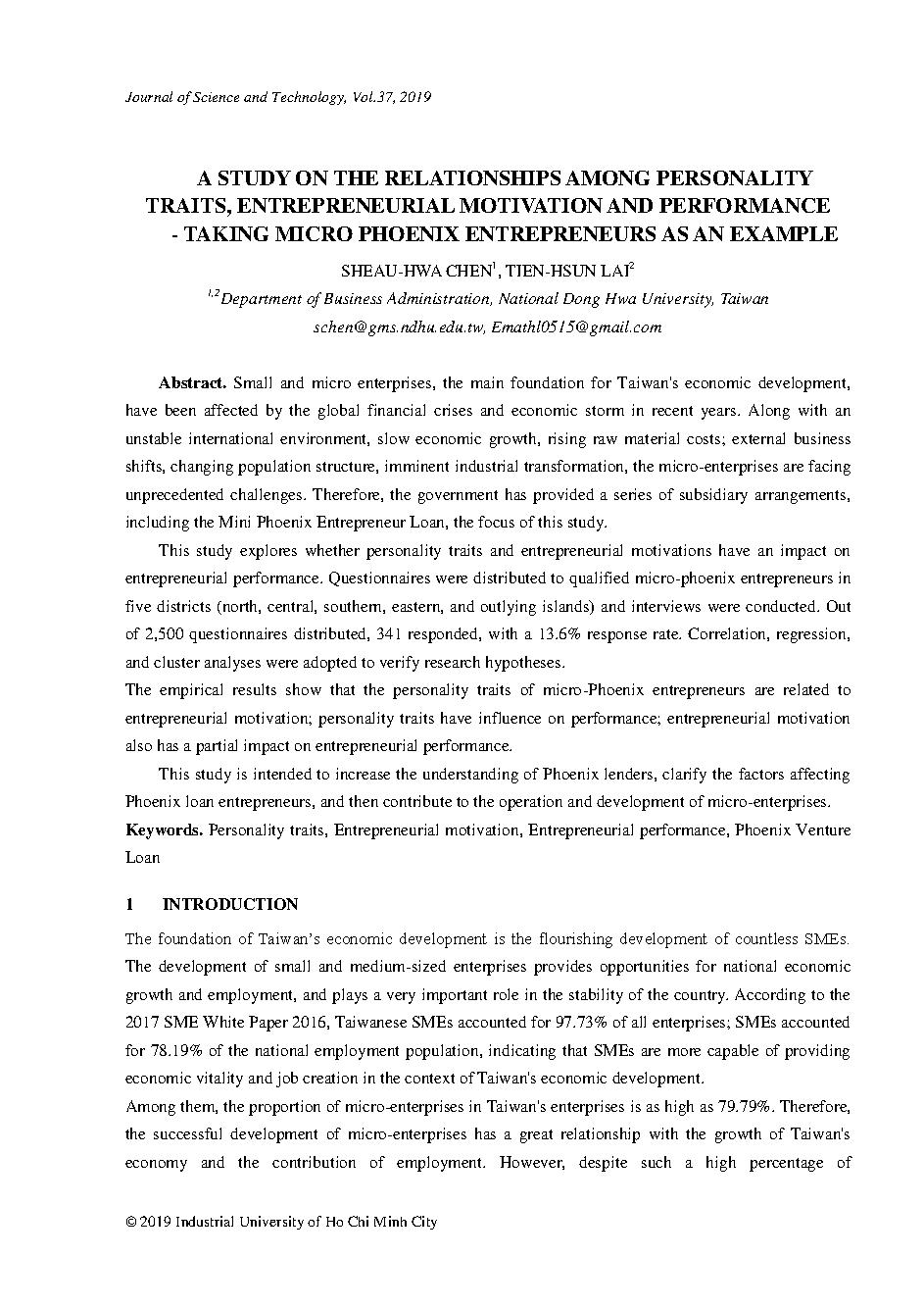 A study on the relationships among personality traits, entrepreneurial motivation and performance – taking micro phoenix entrepreneurs as an example