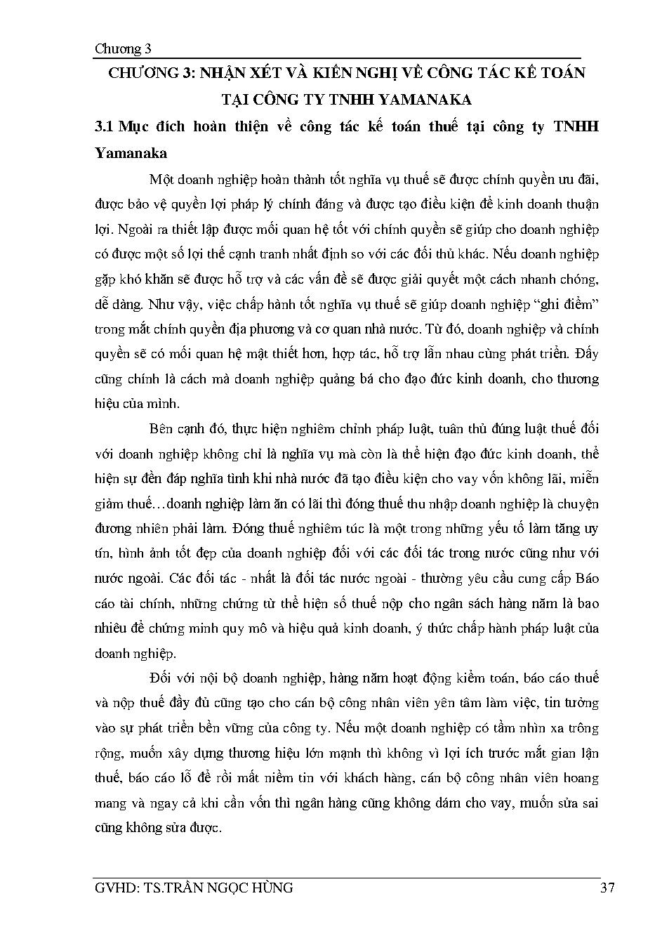 Hoàn thiện công tác kế toán thuế tại Công ty TNHH Yamanaka :Khóa luận tốt nghiệp Khoa Kế toán - Kiểm toán