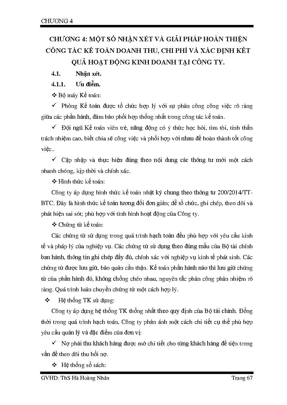 Kế toán doanh thu, chi phí, xác định kết quả hoạt động kinh doanh tại Công ty TNHH XD TM Đại Nam T.H :Khóa luận tốt nghiệp Khoa Kế toán - Kiểm toán