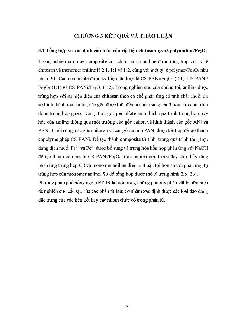Nghiên cứu tổng hợp composite chitosan-polyaniline/Fe3O4 hấp thụ chọn lọc chất màu anion: Luận văn Thạc sĩ - Chuyên ngành: Kỹ thuật Hóa học