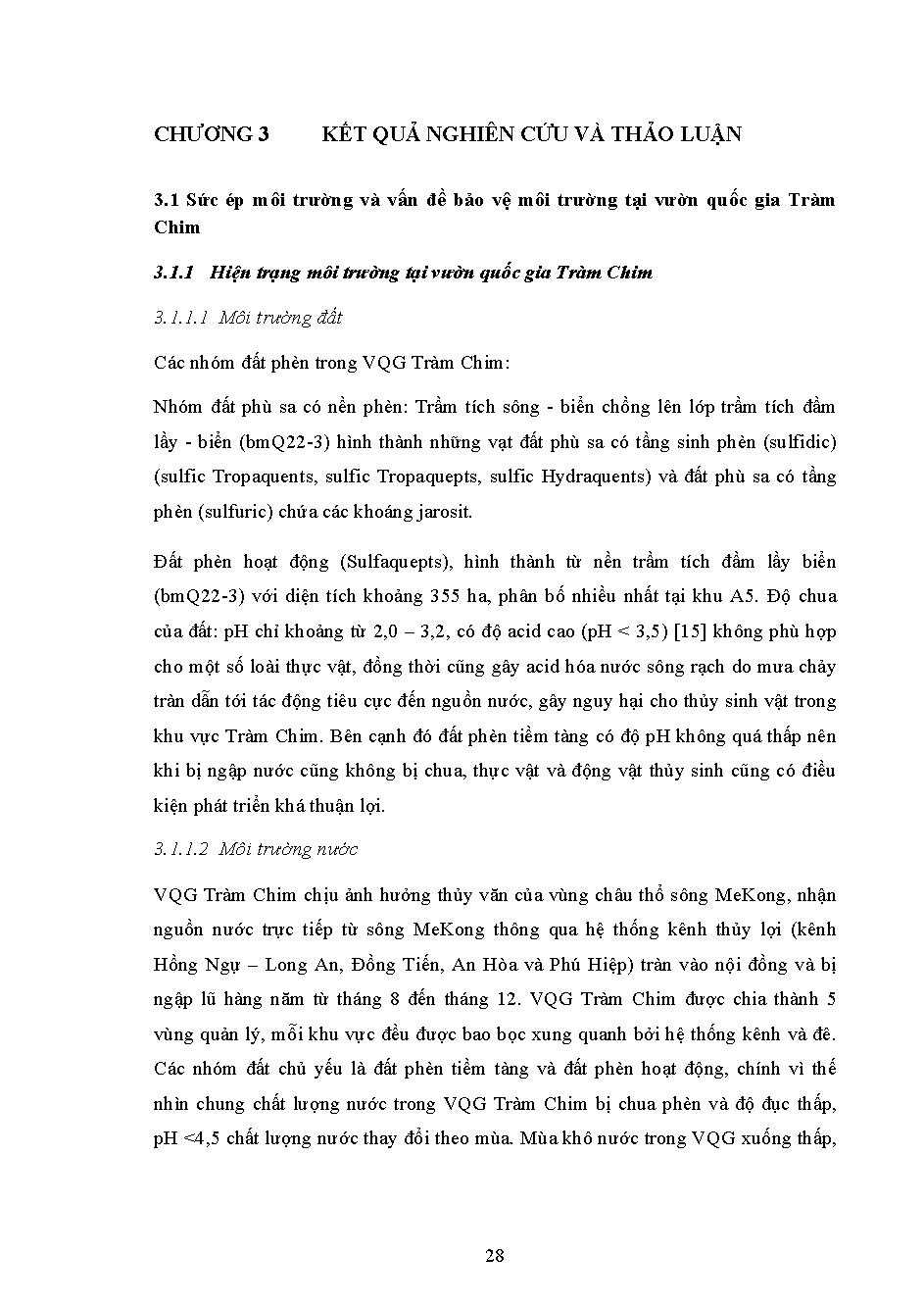 Nghiên cứu đề xuất giải pháp bảo vệ môi trường gắn với phát triển du lịch sinh thái Vườn quốc gia Tràm Chim tỉnh Đồng Tháp: Luận văn Thạc sĩ - Chuyên ngành: Quản lý Tài nguyên và Môi trường