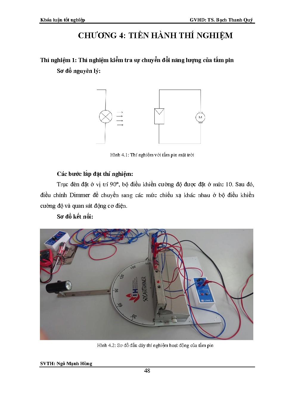 Thiết kế và chế tạo bộ thí nghiệm năng lượng mặt trời :Khóa luận tốt nghiệp - Khoa: Công nghệ Điện