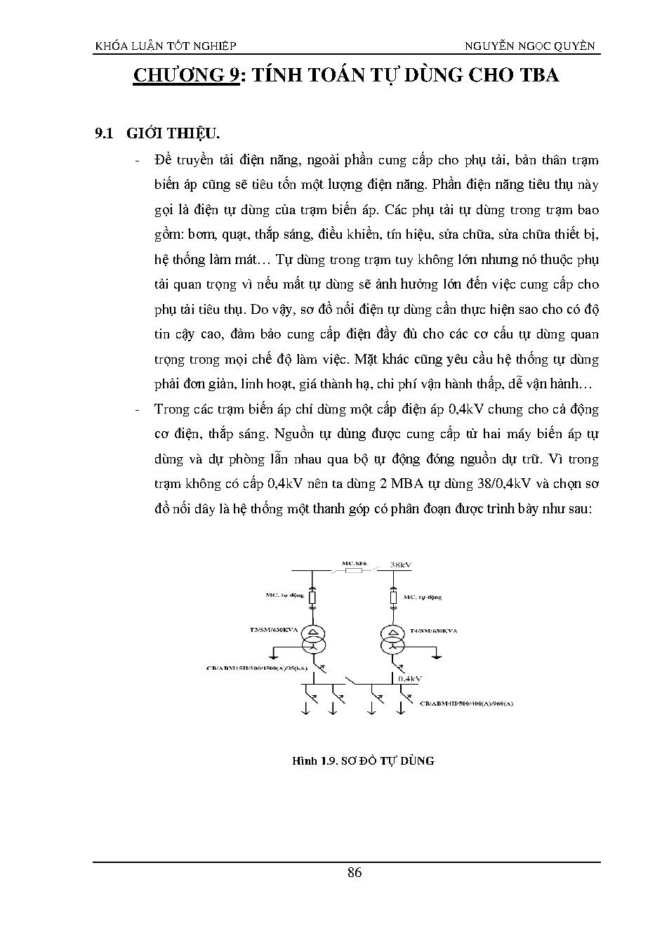 Thiết kế trạm biến áp 220 /110/ 38KV :Khóa luận tốt nghiệp Đại học Khoa Công nghệ Điện