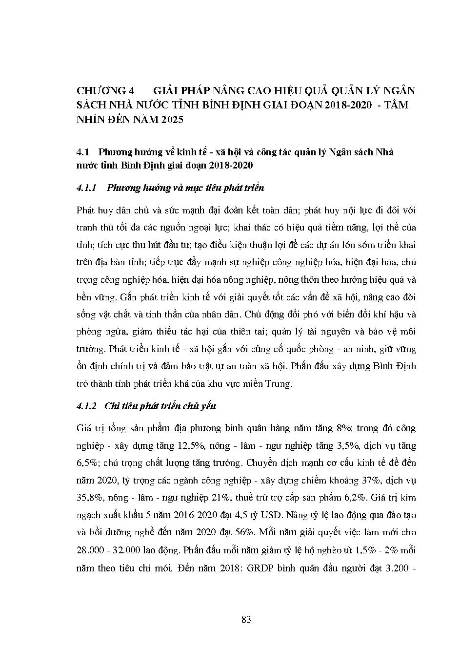 Nâng cao hiệu quả quản lý ngân sách nhà nước tại tỉnh Bình Định giai đoạn 2018 - 2020 tầm nhìn đến năm 2025: Luận văn Thạc sĩ - Chuyên ngành: Tài chính Ngân hàng