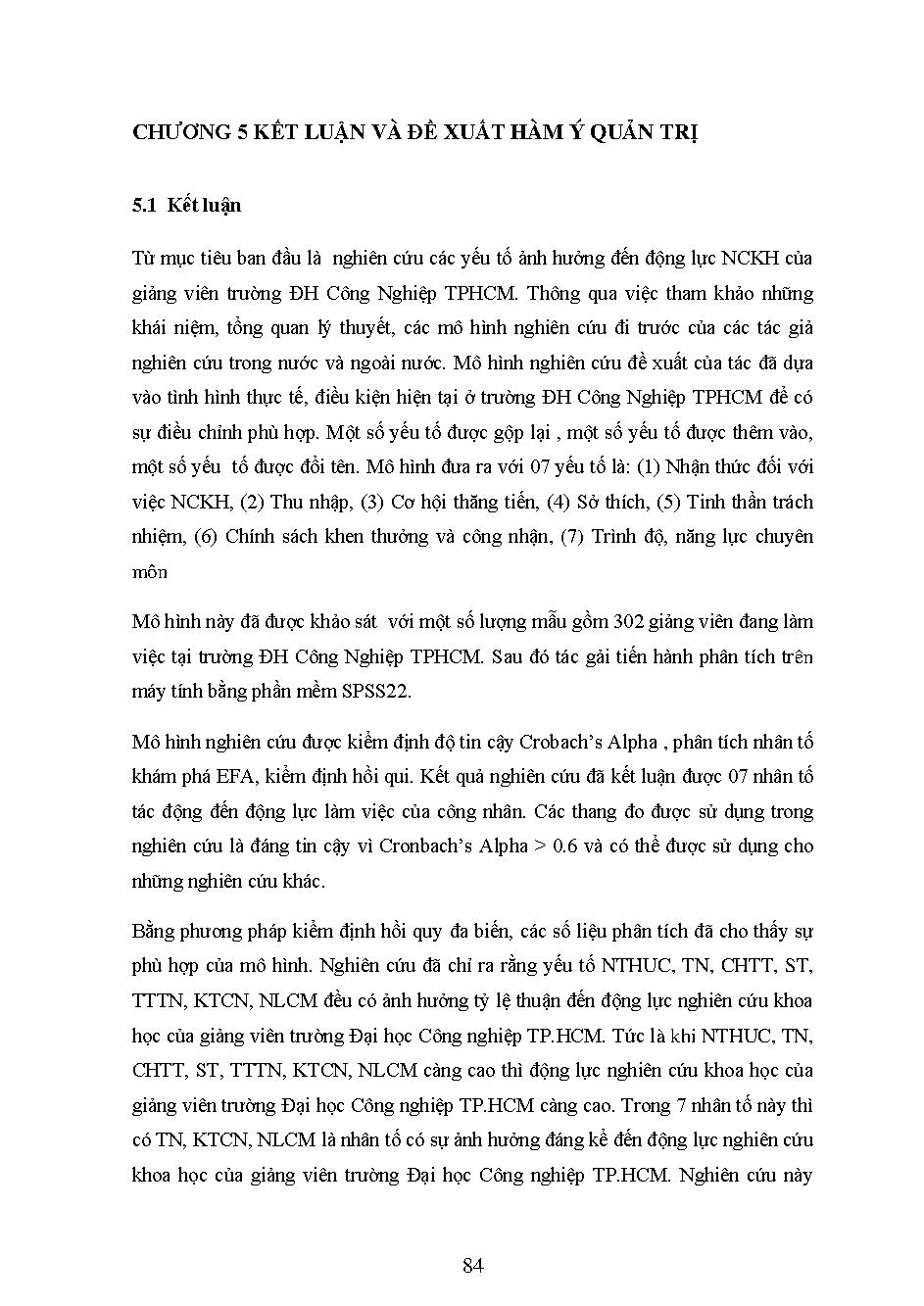 Các yếu tố ảnh hưởng đến nghiên cứu khoa học của giảng viên trường Đại học Công nghiệp TP. Hồ Chí Minh: Luận văn Thạc sĩ - Chuyên ngành: Quản trị Kinh doanh