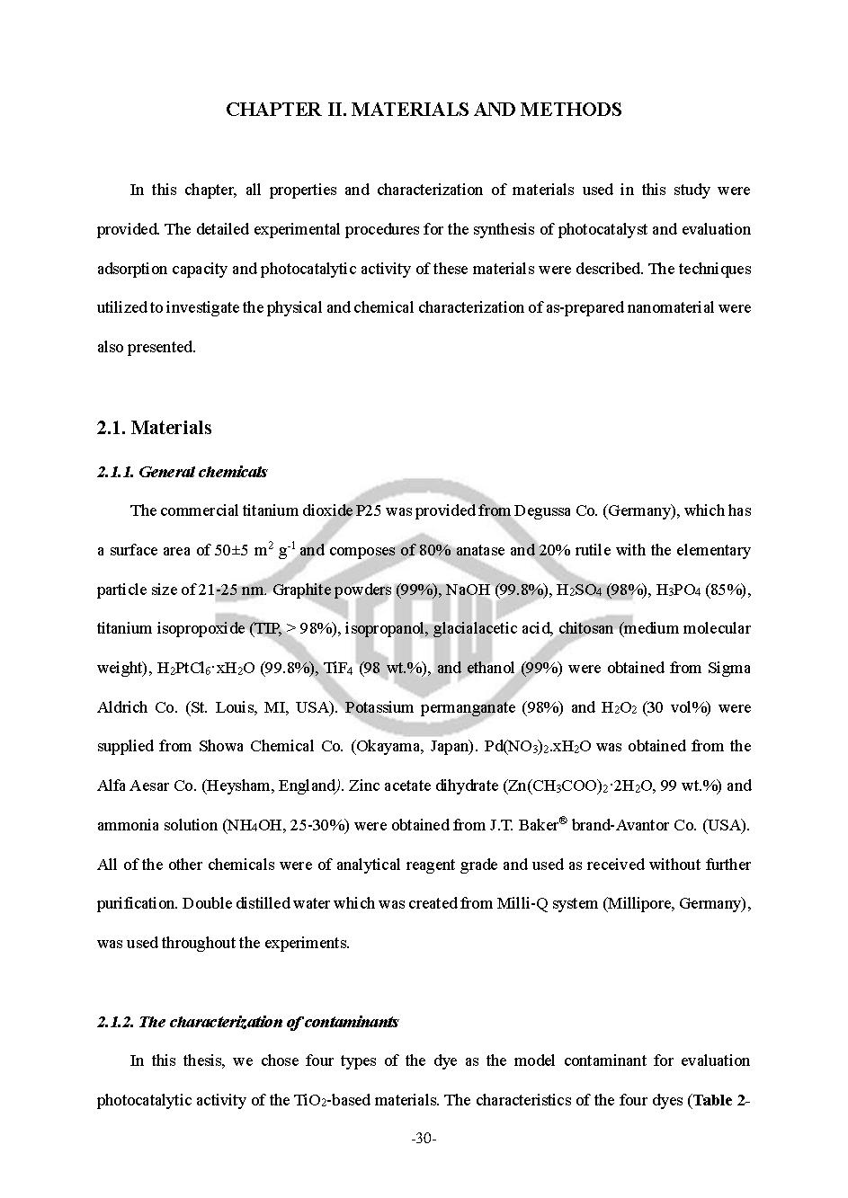 Effecient removal of various dyes from aqueous solutions by photocatalysis processes over modified titanium dioxide nanostructures: Doctoral Thesics - Major: Chemical and Material Engineering#Nghiên cứu loại bỏ các loại thuốc nhuộm trong nước thải bởi quá trình quang xúc tác trên vật liệu TiO2 cải tiến có cấu trúc Nano