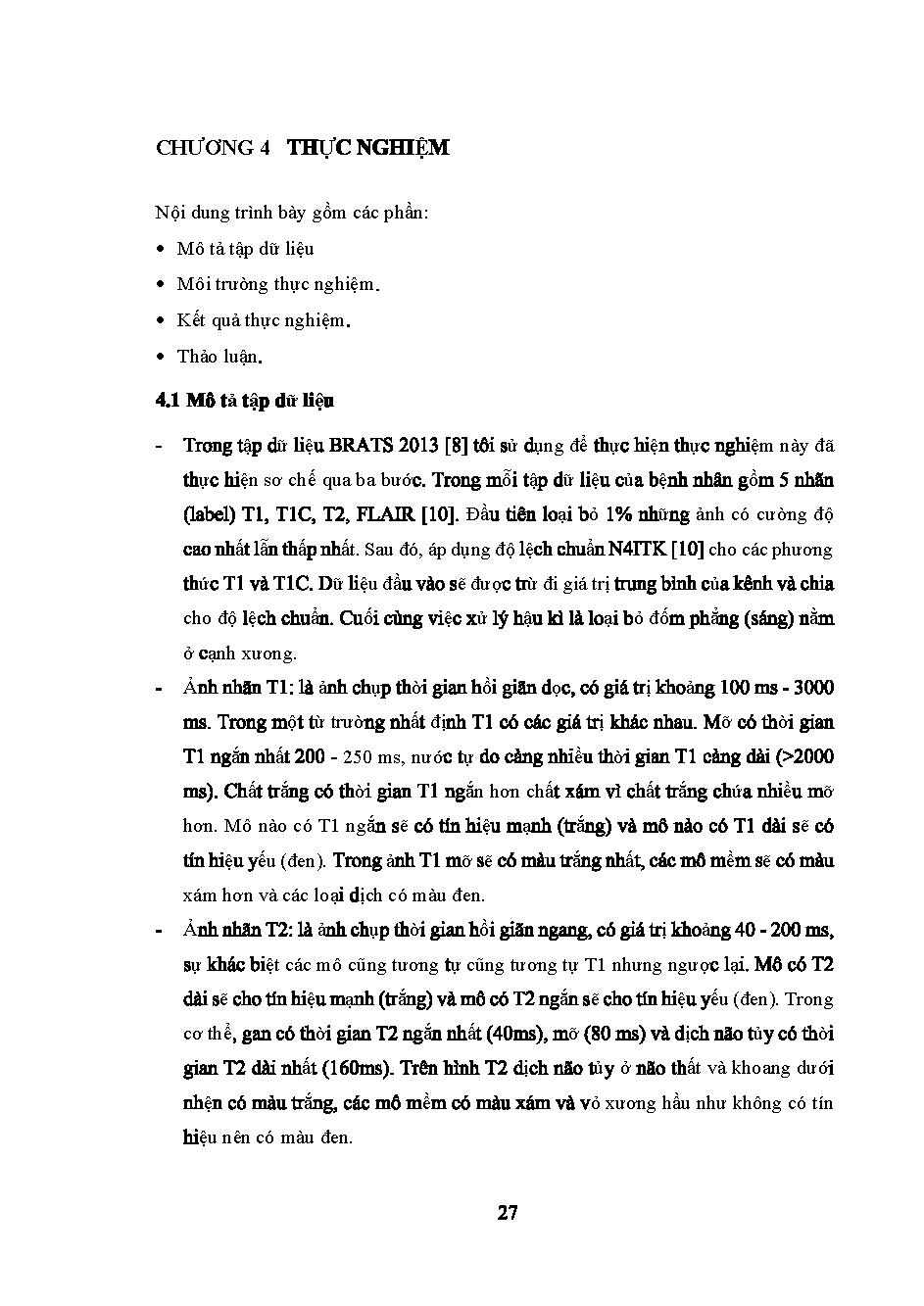 Phân đoạn khối u não trong ảnh MR ba chiều bằng mạng thần kinh học sâu: Luận văn Thạc sĩ - Chuyên ngành: Khoa học máy tính