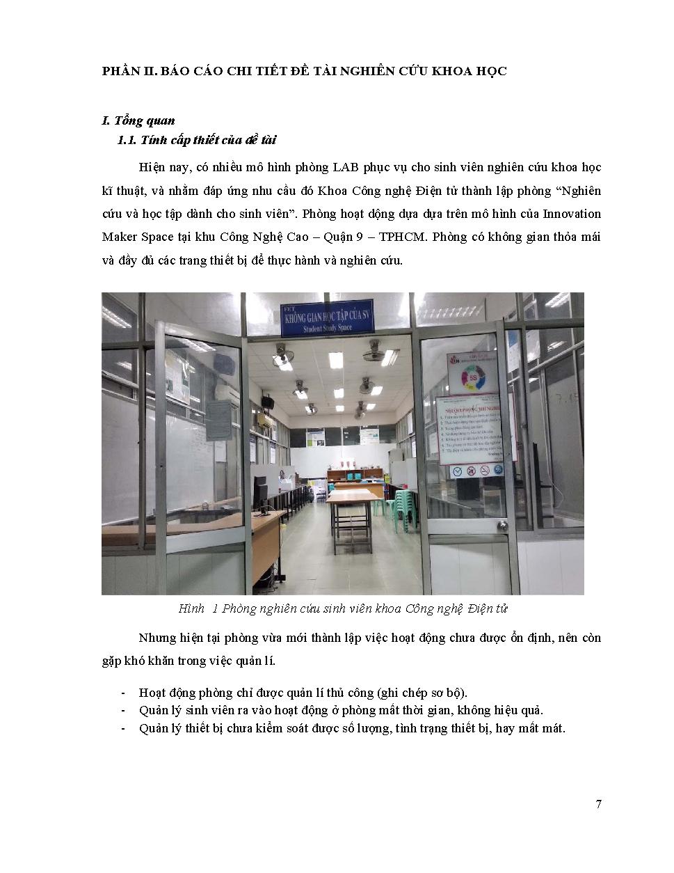 Nghiên cứu xây dựng thiết bị quản lý phòng nghiên cứu sinh viên khoa điện tử :Báo cáo tổng kết đề tài Khoa học Cấp Trường