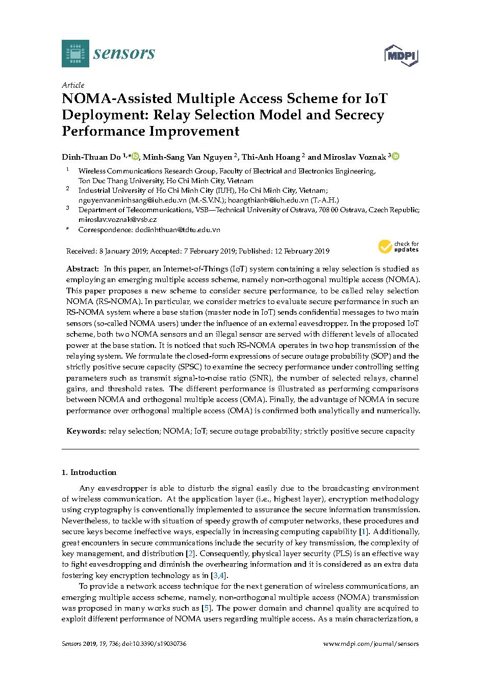 NOMA-Assisted Multiple Access Scheme for IoT Deployment: Relay Selection Model and Secrecy Performance Improvement