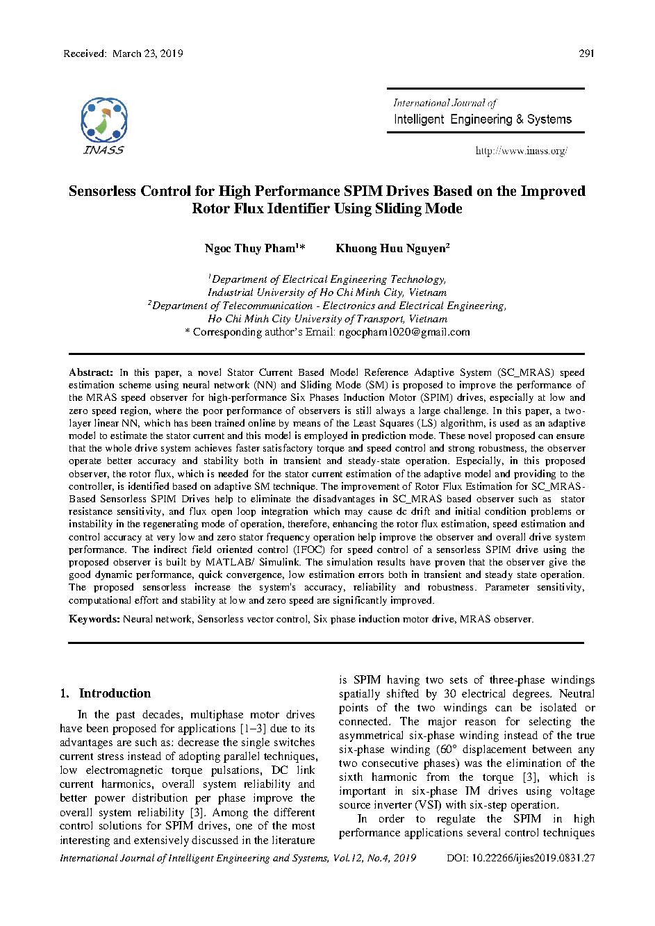 Sensorless Control for High Performance SPIM Drives Based on the Improved Rotor Flux Identifier Using Sliding Mode