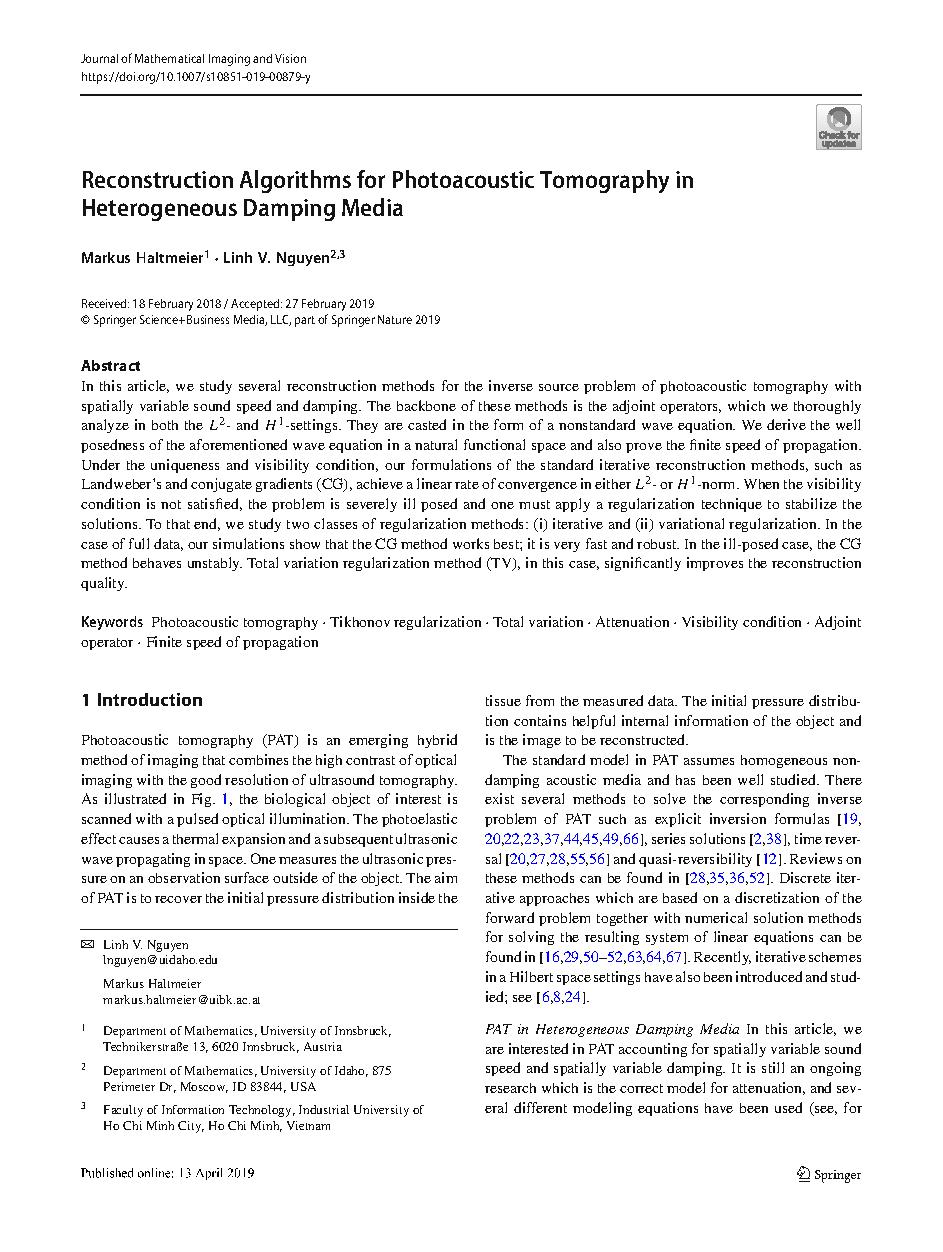 Reconstruction Algorithms for Photoacoustic Tomography in Heterogeneous Damping Media