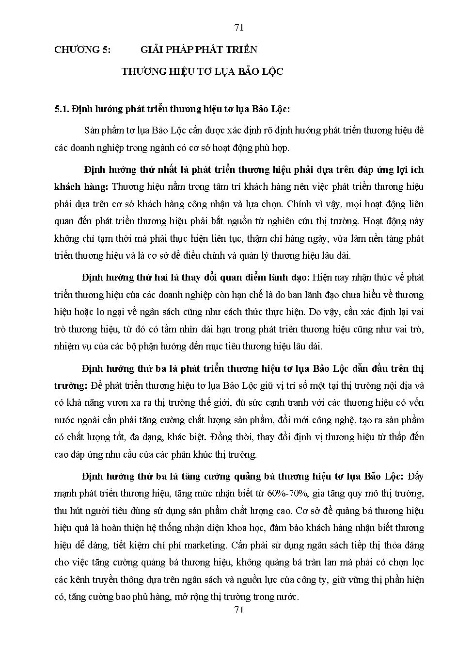 Phát triển thương hiệu tơ lụa Bảo Lộc: Báo cáo tổng kết đề tài khoa học cấp Trường