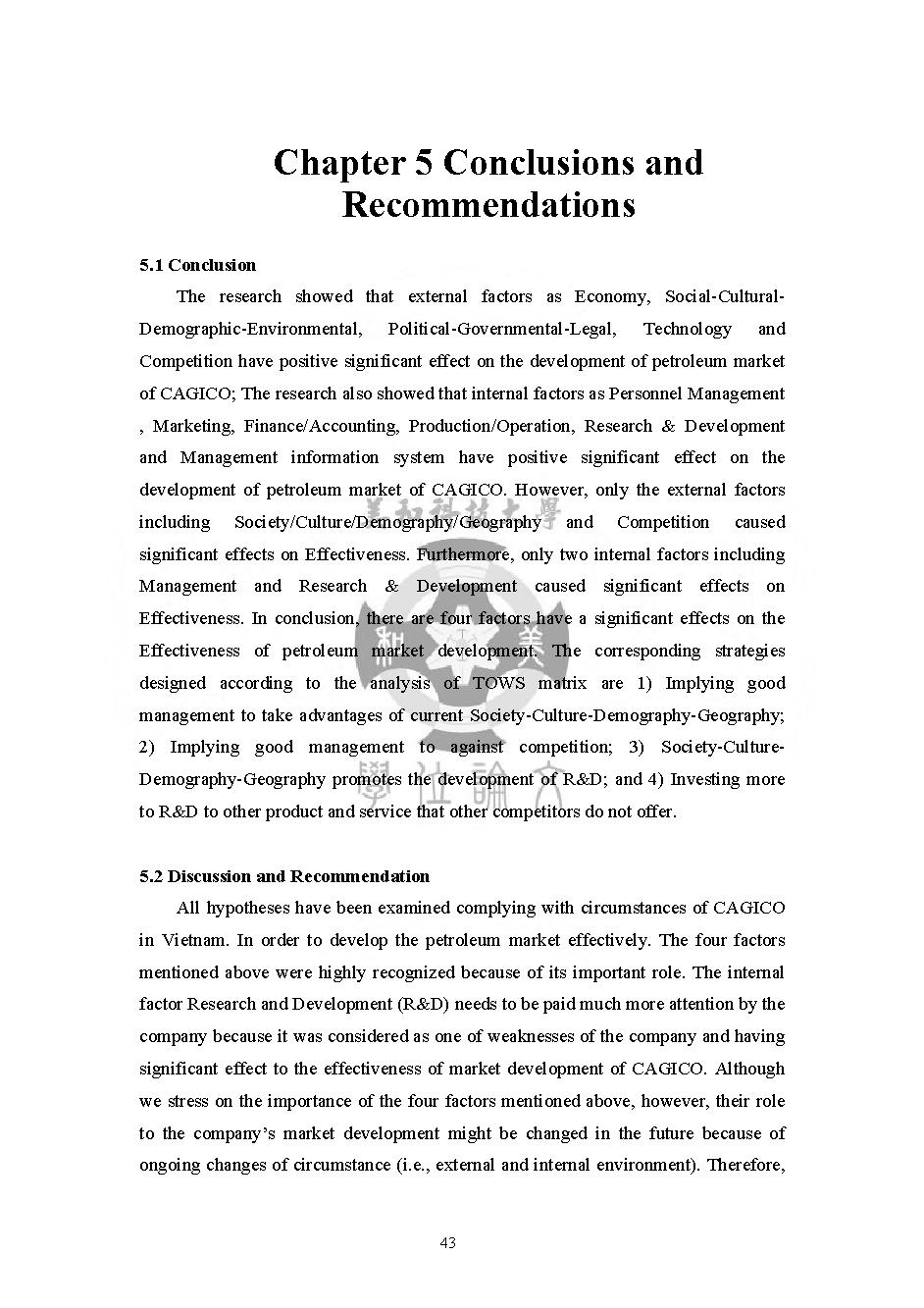 Factors affecting Effectiveness of Petroleum Market Development of CAGICO in Ho Chi Minh City and the Neighboring Provinces, Vietnam : Masters of Business Administration