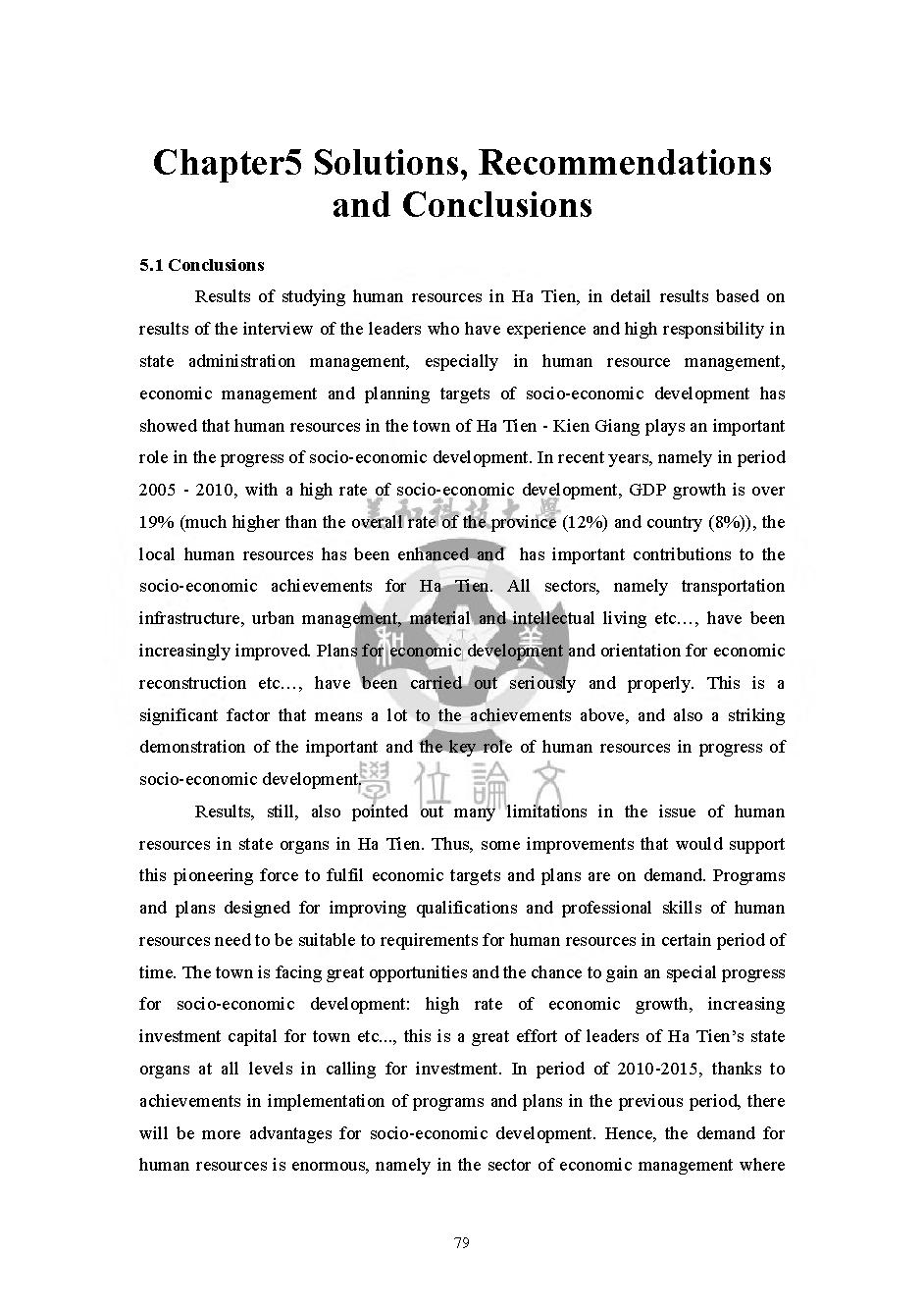 The Possible Solutions to Attract Human Resources at Ha Tien Town, Kien Giang Province from 2010 to 2015 :Masters thesis of Business Administration