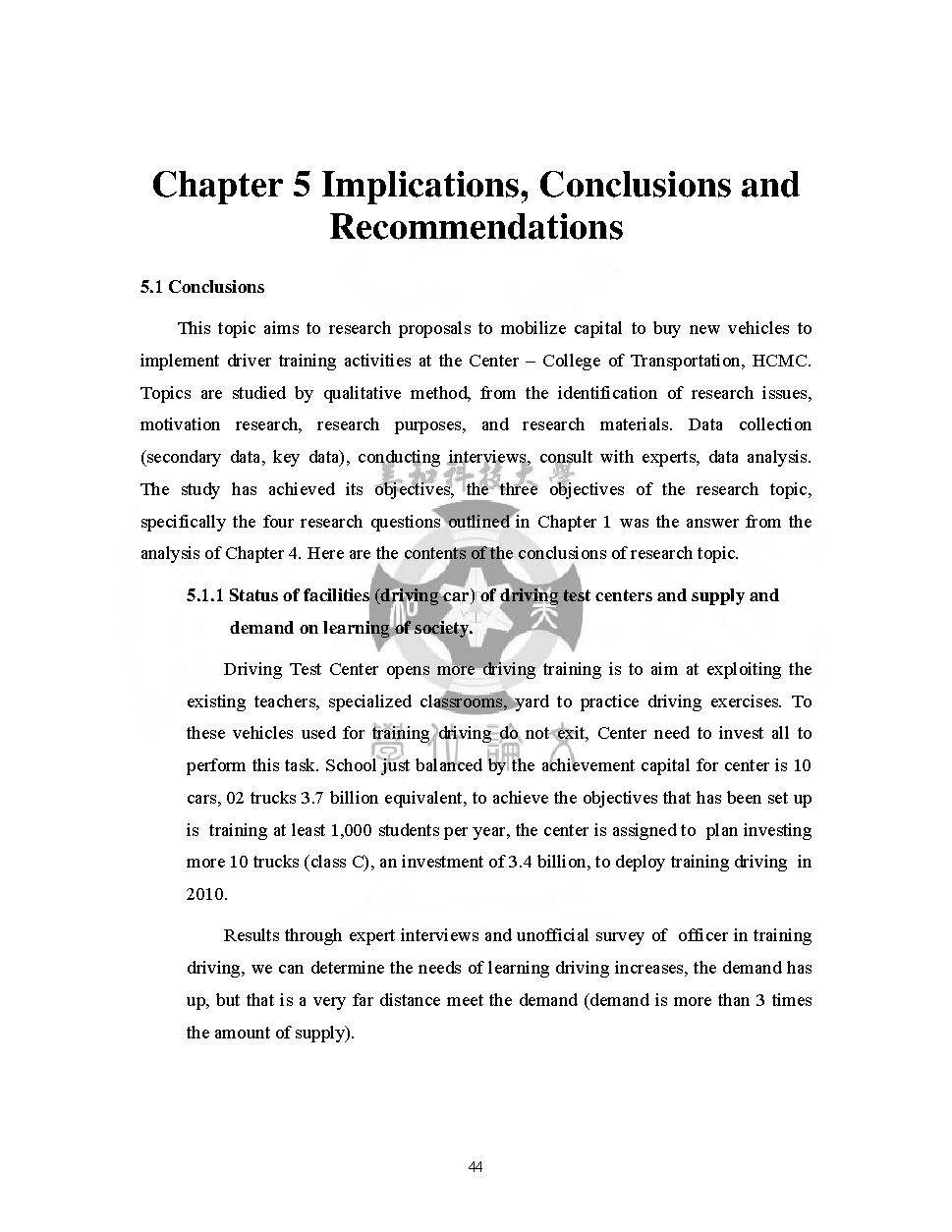 Suggested Capital Mobilization Project for Purchasing New Vehicles in order to Conduct the Driving Training Operation at the Driving Test Centers – Ho Chi Minh City College of Transportation :Masters thesis of Business Administration