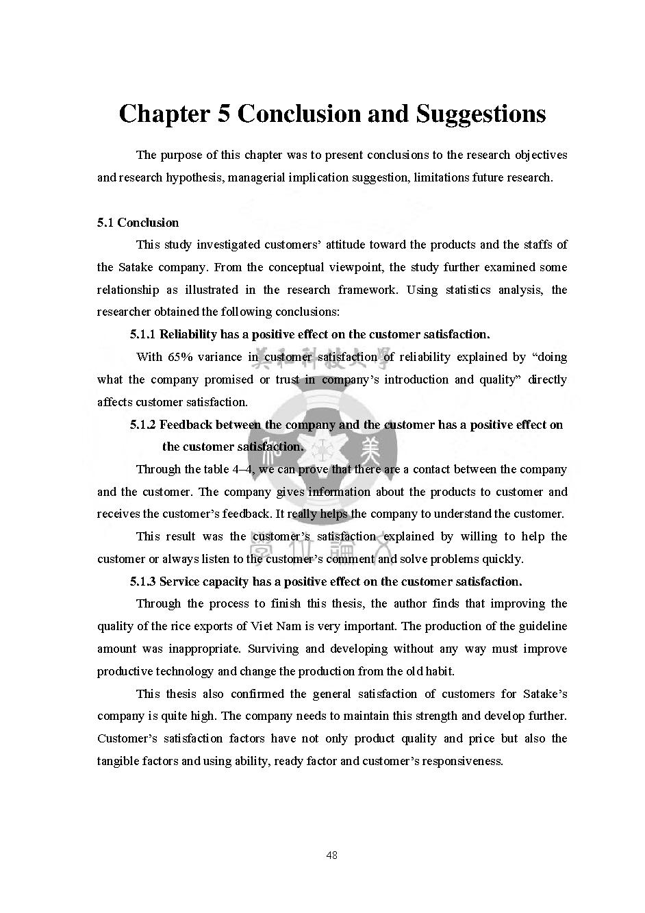 Factors affecting Customer Satisfaction in GR Satake Vietnam Company: Masters thesis of Business Administration