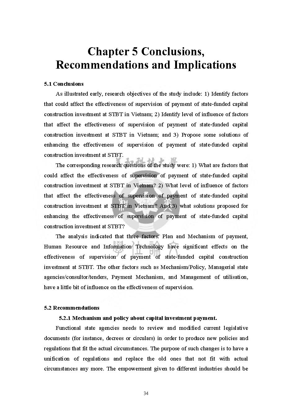 Factors affecting Effective Supervision of Payment of State-funded Projects at the State Treasury of Binh Thuan Province, Vietnam: Masters thesis of Business Administration