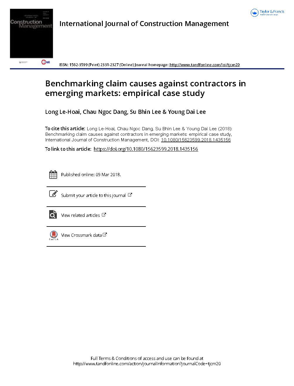 Benchmarking claim causes against contractors in emerging markets: empirical case study