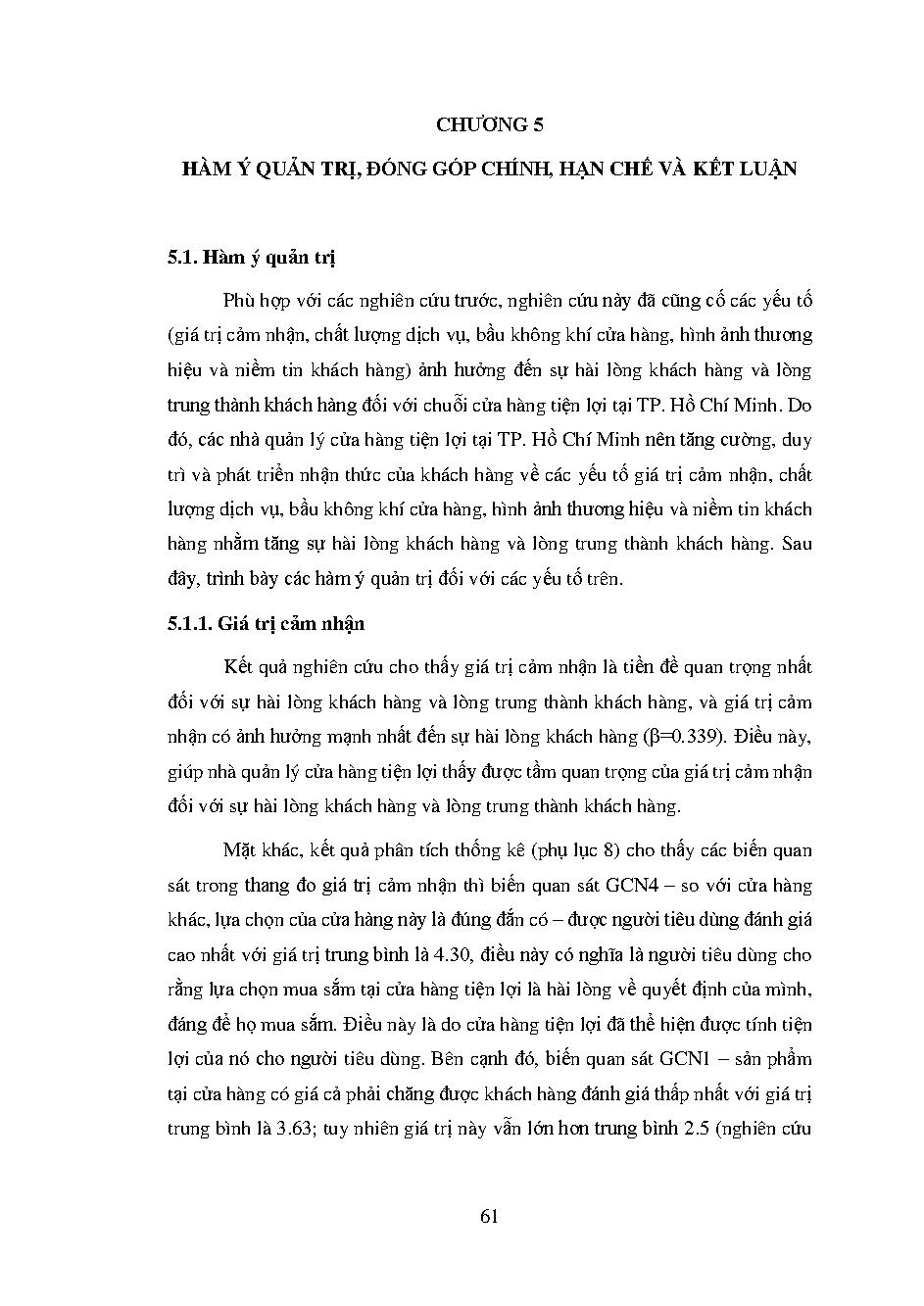 Nghiên cứu các yếu tố ảnh hưởng đến sự hài lòng khách hàng và lòng trung thành khách hàng đối với chuỗi cửa hàng tiện lợi tại TP. Hồ Chí Minh :Báo cáo tổng kết đề tài Khoa học Cấp Trường