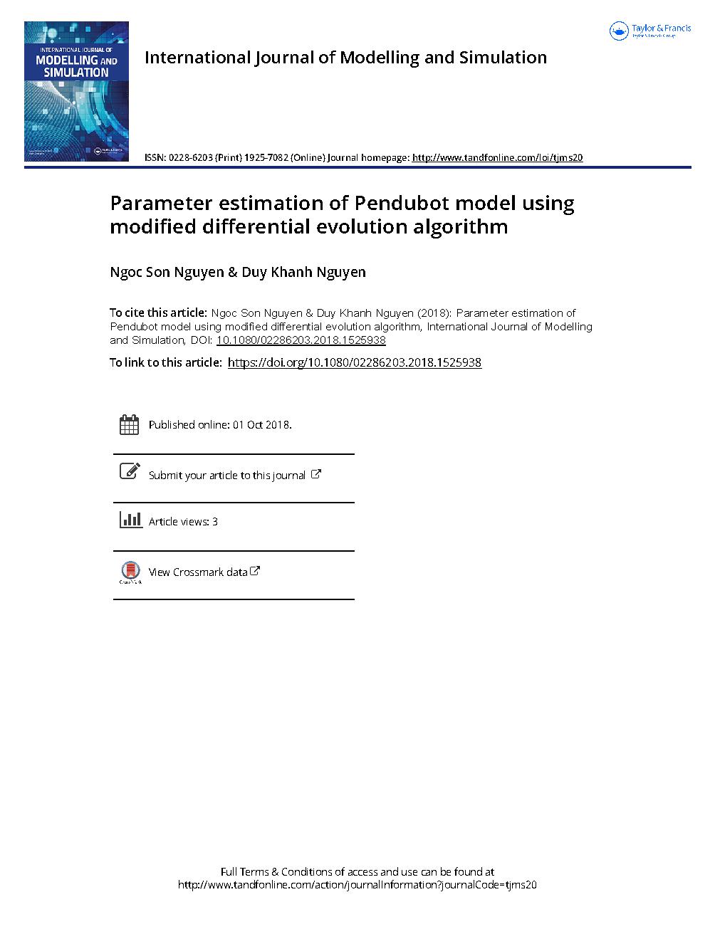 Parameter estimation of Pendubot model using modified differential evolution algorithm