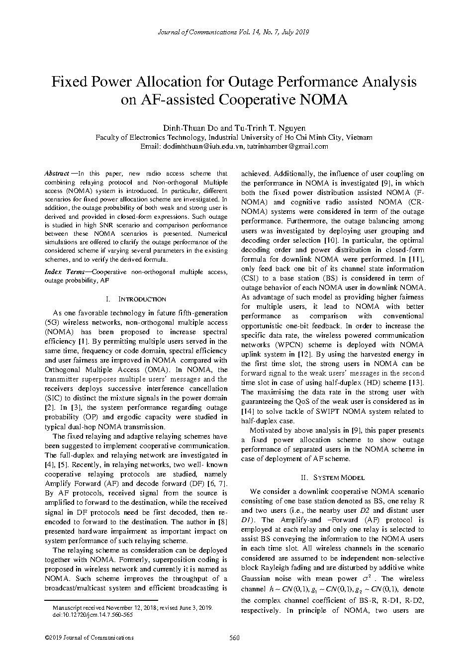 Fixed Power Allocation for Outage Performance Analysis on AF-assisted Cooperative NOMA