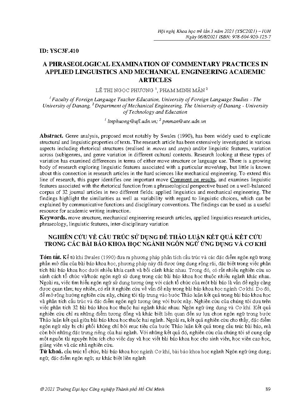 A phraseological examination of commentary practices in applied linguistics and mechanical engineering academic articles