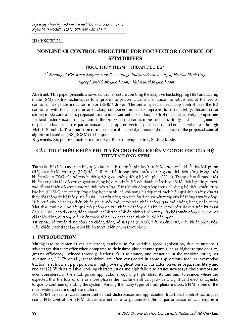 Nonlinear control structure for foc vector control of spim drives