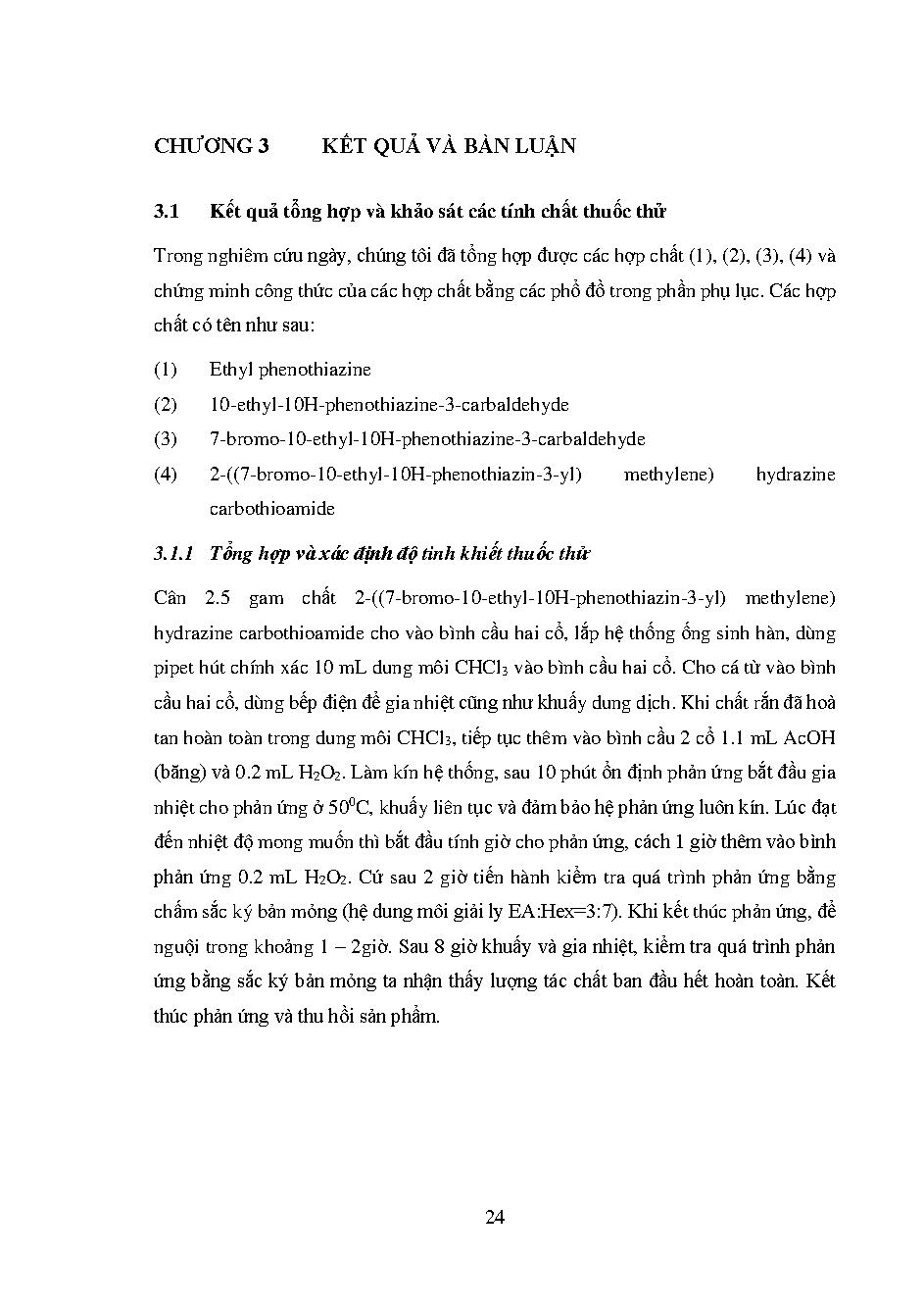 Tổng hợp thuốc thử 2 - ((7 - BROMO - 10 ETHYL - 5 - OXIDO - 10H PHENOTHIAZIN - 3 - YL ) METHYLENE ) HYDRAZINECARBOTHIOAMIDE và định hướng ứng dụng phân tích: Luận văn Thạc sĩ - Chuyên ngành: Hóa phân tích