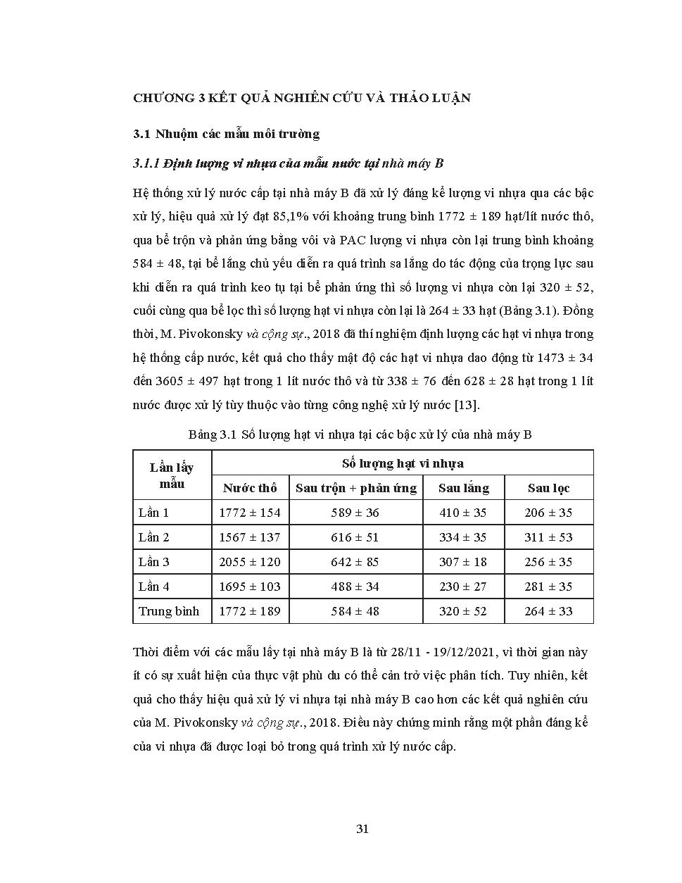 Nghiên cứu hiệu quả xử lý vi nhựa trong hệ thống cấp nước đô thị Thành phố Thủ Dầu Một: Luận văn Thạc sĩ - Chuyên ngành: Kỹ thuật Môi trường