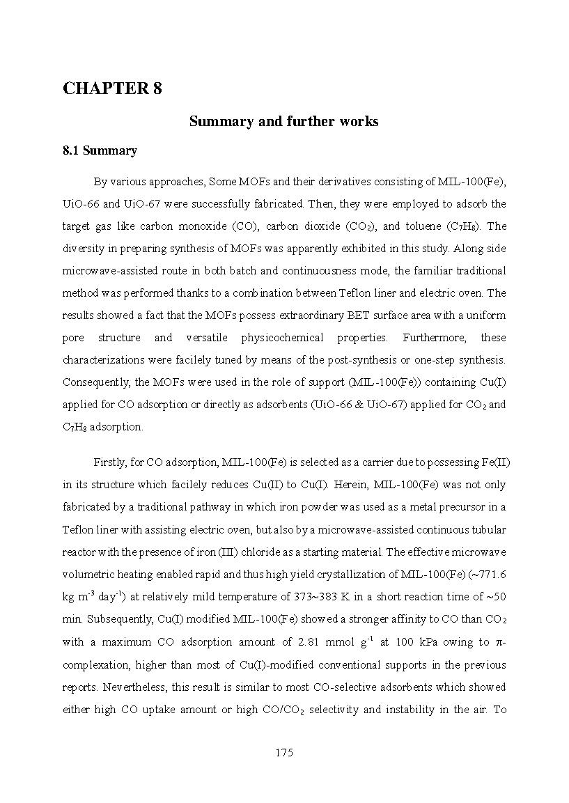 Design and synthesis of metal-organic frameworks: Doctor of Philosophy - Major: Chemical Engineering#Thiết kế và tổng hợp vật liệu khung hữu cơ - kim loại để hấp phụ khí CO, CO2 và C7H8)