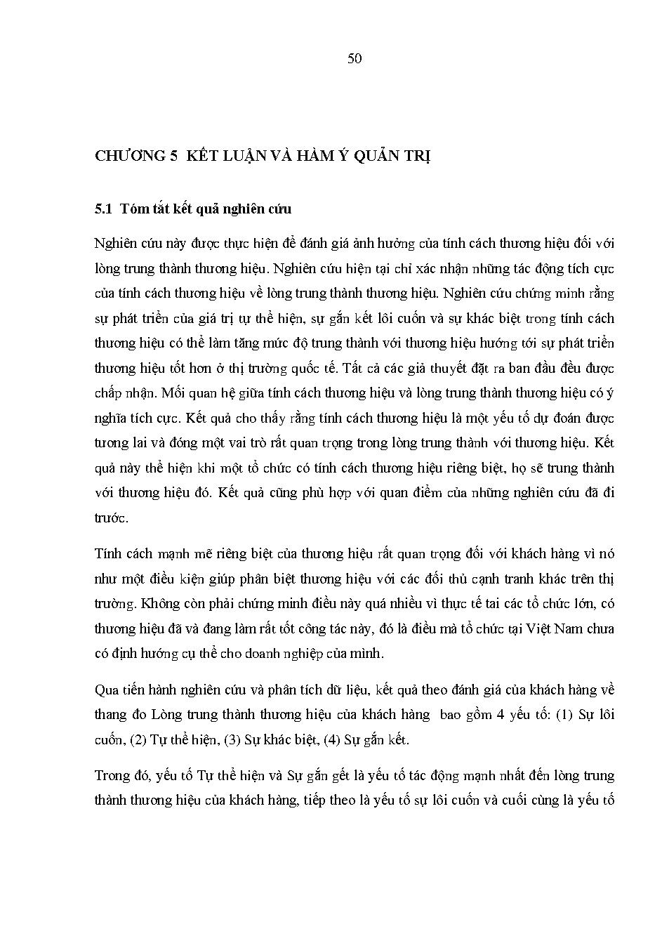 Nghiên cứu sự ảnh hưởng tính cách của khách hàng đến lòng trung thành thương hiệu :Khóa luận tốt nghiệp Khoa Quản trị Kinh doanh – Chuyên ngành: Marketing