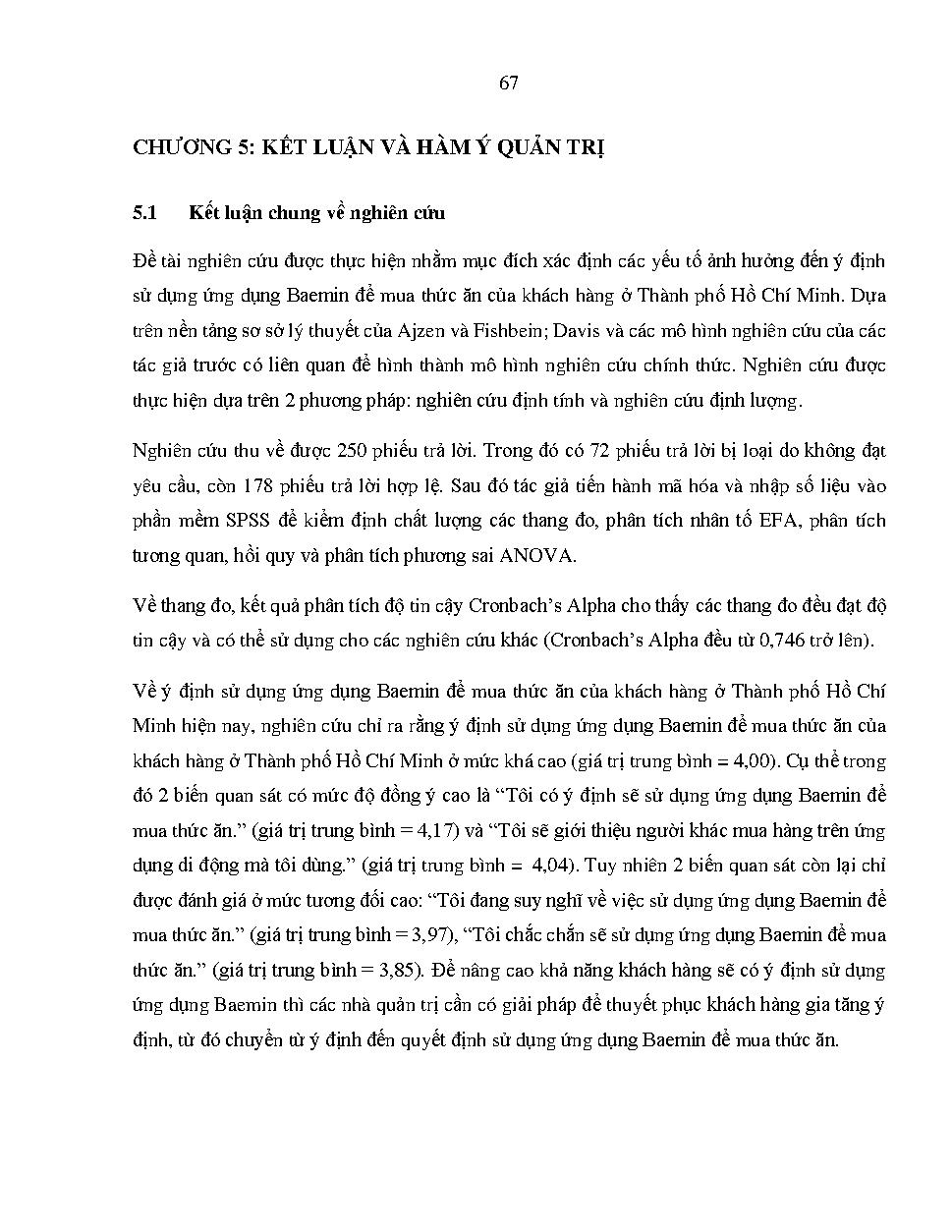 Các yếu tố ảnh hưởng đến ý định sử dụng ứng dụng Baemin để mua thức ăn của khách hàng ở Thành phố Hồ Chí Minh :Khóa luận tốt nghiệp Khoa Quản trị Kinh doanh – Chuyên ngành: Quản trị Kinh doanh